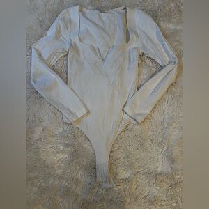 Free People Cream Long Sleeve Top